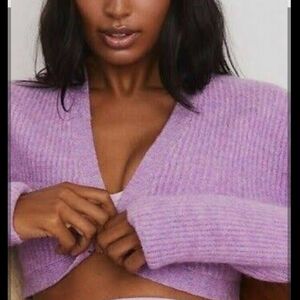 For Love And Lemons cropped cardigan in Lavender Rib knit Size XXS new with tags